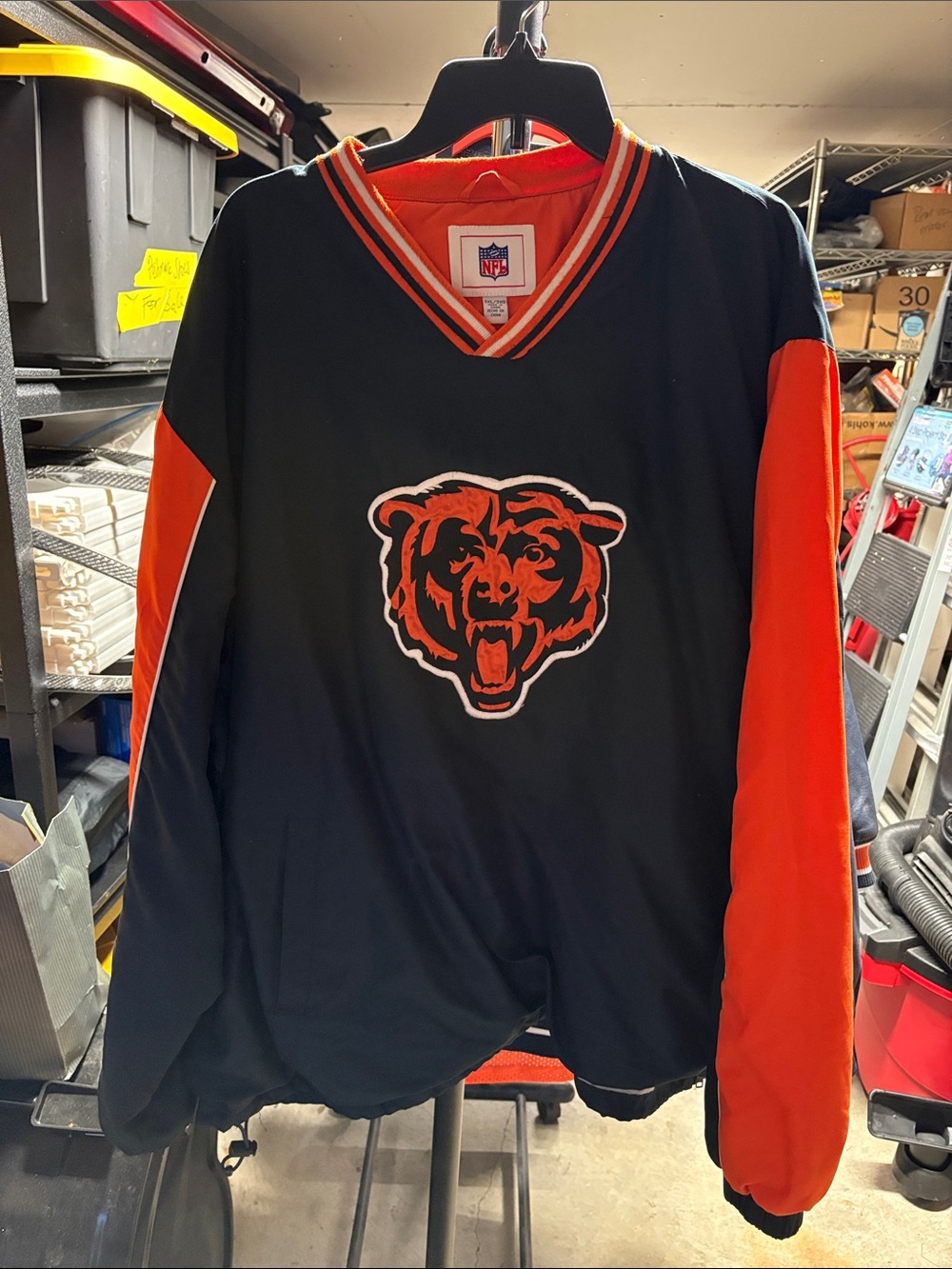 NFL Vintage Black and Orange Chicago Bears Pullover Hoodie
